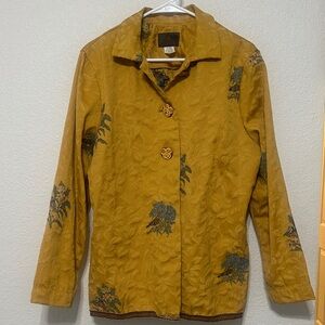 Embroidered Mustard Floral Blazer Jacket